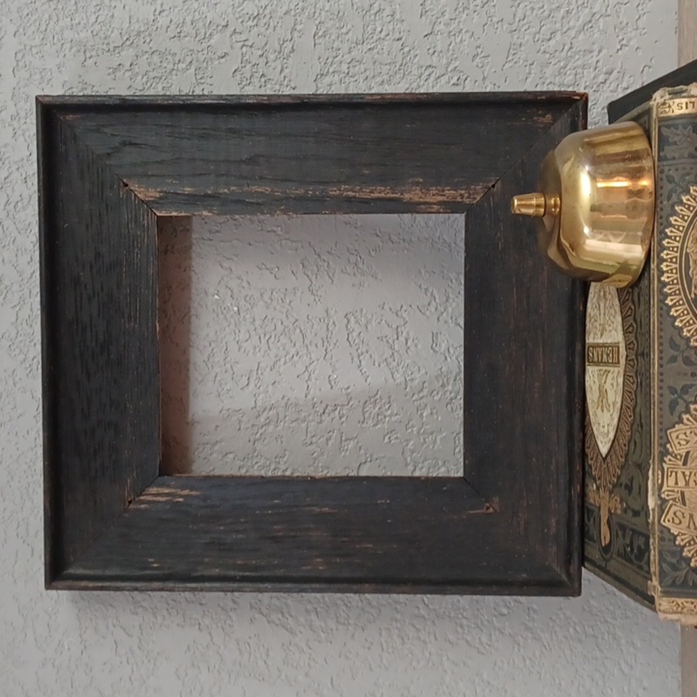 Vintage Wood Frame Expresso Black Distressed Frame Rustic Primitive Old Frame